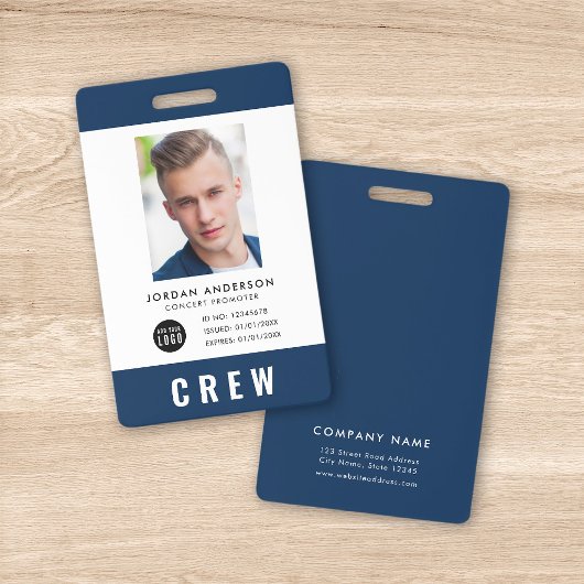 Aangepaste Kleur Voeg Logo Foto CREW PAS Badge toe