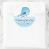 Aangepaste kleur vogel breien naalden haak haken ronde sticker (Tas)