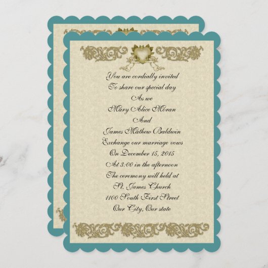 Aangepaste kleur voor huwelijksuitnodiging kaart (Voorkant / Achterkant)