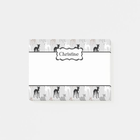 Aangepaste kleur voor Italiaans Greyhound Patroon Post-it® Notes (Voorkant)