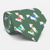Aangepaste kleur voor Llama Pattern Green Stropdas (Opgerold)
