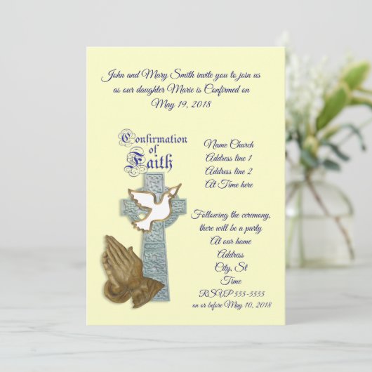 Aangepaste kleur voor uitnodiging voor bevestiging (Staand voorkant)