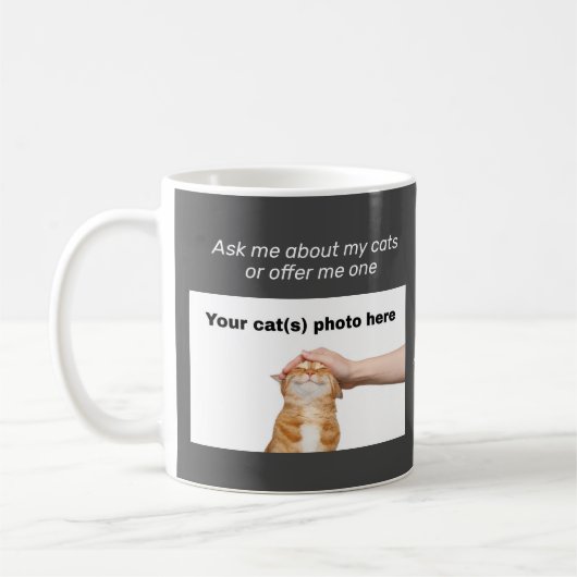 Aangepaste kleur "Vraag me naar mijn kat(en)" Mok (Links)