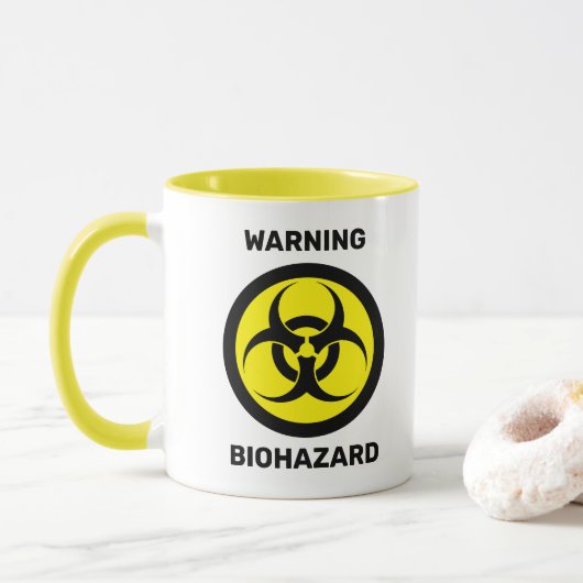 [Aangepaste kleur] Waarschuwing: Biohazard pictogr Mok (Met donut)
