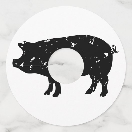 Aangepaste kleur wijnglas labels met varken logo (Voorkant)