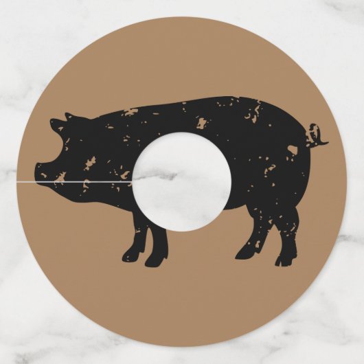 Aangepaste kleur wijnglas labels met varken logo (Achterkant)