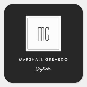 Aangepaste kleur Witte Monogram Business Logo Vierkante Sticker