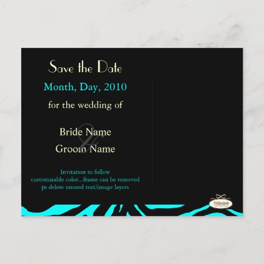 Aangepaste kleur! Zebra De datumfoto opslaan Aankondigingskaart (Achterkant)