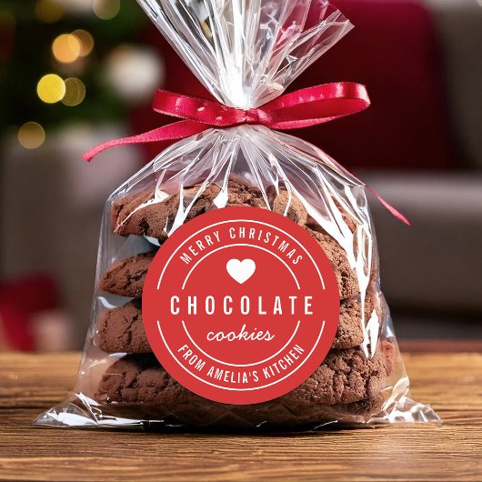 Aangepaste kleur Zelfgemaakte Keuken Vrolijk Kerst Ronde Sticker