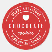 Aangepaste kleur Zelfgemaakte Keuken Vrolijk Kerst Ronde Sticker (Voorkant)