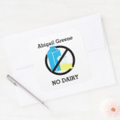 Aangepaste kleur Zuivel Allergie Alert Gepersonali Vierkante Sticker (Envelop)