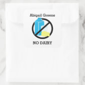Aangepaste kleur Zuivel Allergie Alert Gepersonali Vierkante Sticker (Tas)