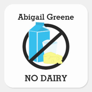 Aangepaste kleur Zuivel Allergie Alert Gepersonali Vierkante Sticker