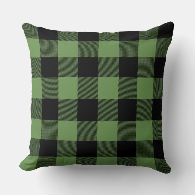 Aangepaste kleur zwart en groen Buffalo geruite pl Kussen (Voorkant)