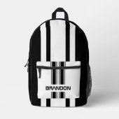 Aangepaste kleur zwart-wit, automatische rasdoorsp bedrukte rugzak (Voorkant)