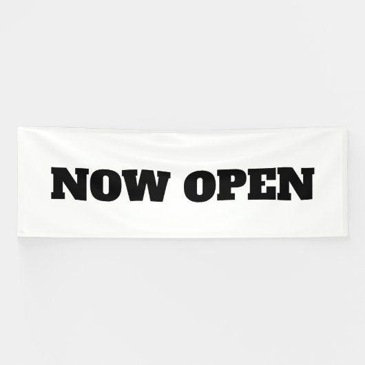 Aangepaste kleur Zwart Wit Nu geopend Nieuwe zaak Spandoek (Horizontaal)