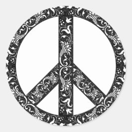 Aangepaste kleur Zwart/Wit Vredesteken Geen Oorlo Ronde Sticker