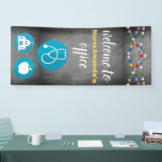 Aangepaste kleurafwijking van schoolzurenbord spandoek (Beurs)