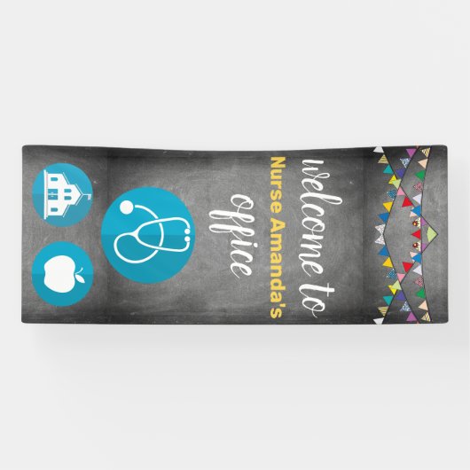 Aangepaste kleurafwijking van schoolzurenbord spandoek (Horizontaal)