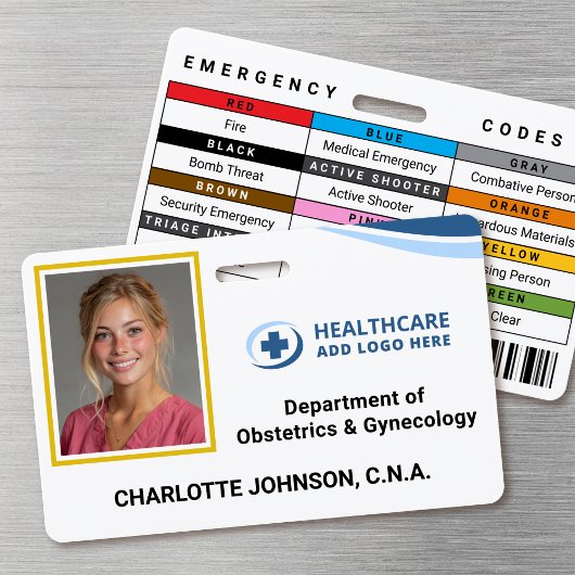 Aangepaste Kleurcodes Ziekenhuis Foto ID Badge