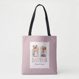 Aangepaste kleuren 2 foto vrienden beste vriendinn tote bag