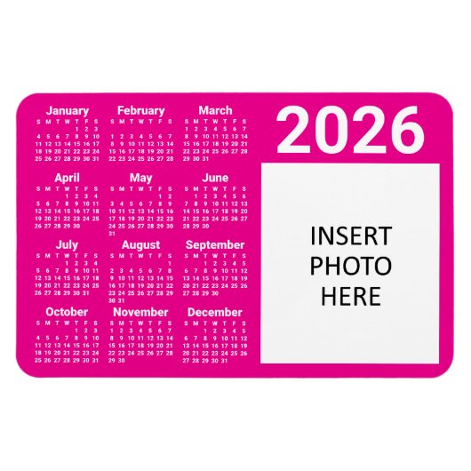 Aangepaste kleuren & Aangepaste foto 2026 Agenda m Magneet (Horizontaal)
