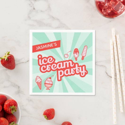 Aangepaste kleuren - Aangepaste Ice Cream Party Na Servet (Insitu)