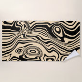 Aangepaste kleuren Abstracte handdoeken zwarte tek (Voorkant)