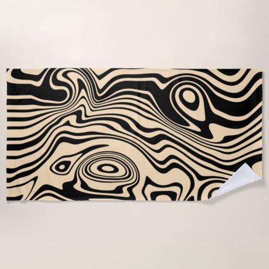 Aangepaste kleuren Abstracte handdoeken zwarte tek (Voorkant)