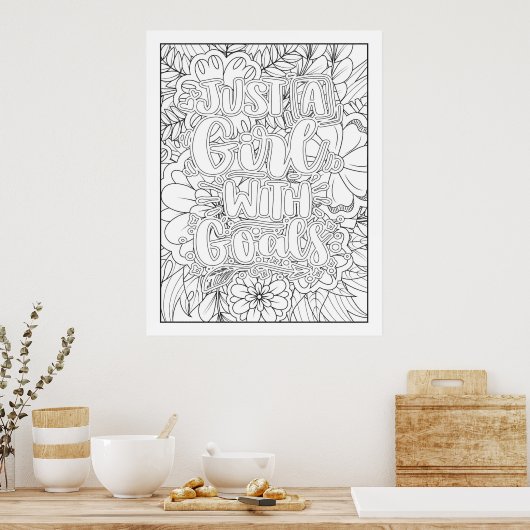 Aangepaste kleuren alleen een meisje met doelstell poster (Keuken)