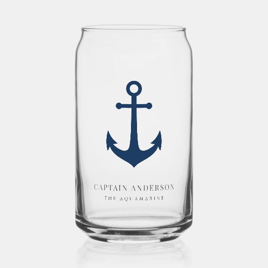 Aangepaste kleuren Anker Gepersonaliseerd Kapitein Blikvorm Glas (Voorkant)