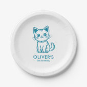 Aangepaste kleuren blauwe kitten papieren bordje (Voorkant)