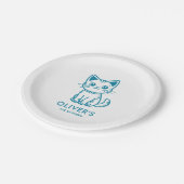 Aangepaste kleuren blauwe kitten papieren bordje (Gekanteld)