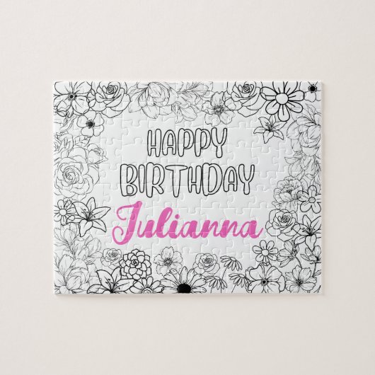 Aangepaste Kleuren Bloemen Naam Puzzel (Horizontaal)