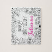 Aangepaste Kleuren Bloemen Naam Puzzel (Verticaal)