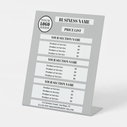 Aangepaste kleuren Business Logo prijslijst Reclamebord Met Voetstuk (Voorkant)