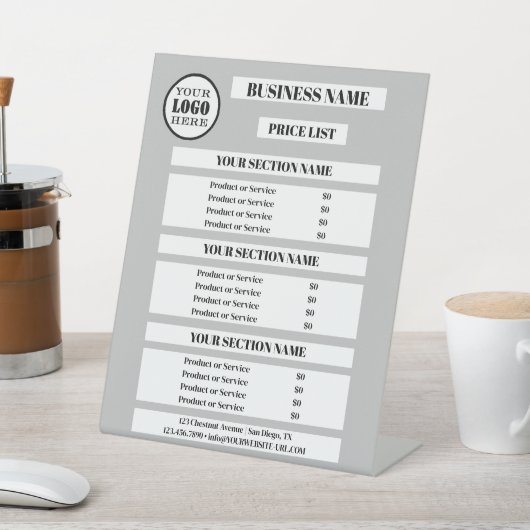 Aangepaste kleuren Business Logo prijslijst Reclamebord Met Voetstuk (Insitu)