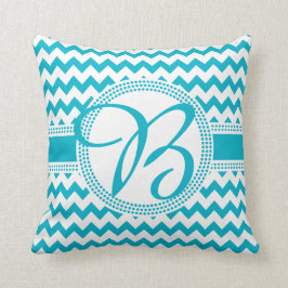 Aangepaste kleuren cursief monogram groen en wit kussen