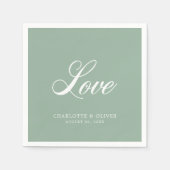 Aangepaste kleuren Elegant Cursive Love Wedding Servet (Voorkant)