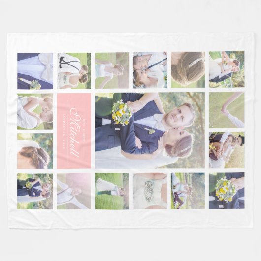 Aangepaste kleuren elegant script dhr. & Mrs. Phot Fleece Deken (Voorkant (Horizontaal))