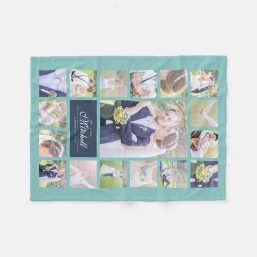 Aangepaste kleuren elegant script dhr. & Mrs. Phot Fleece Deken (Voorkant (Horizontaal))