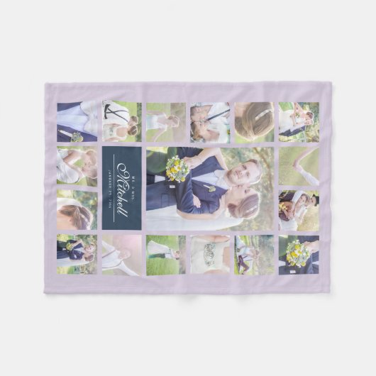 Aangepaste kleuren elegant script dhr. & Mrs. Phot Fleece Deken (Voorkant (Horizontaal))