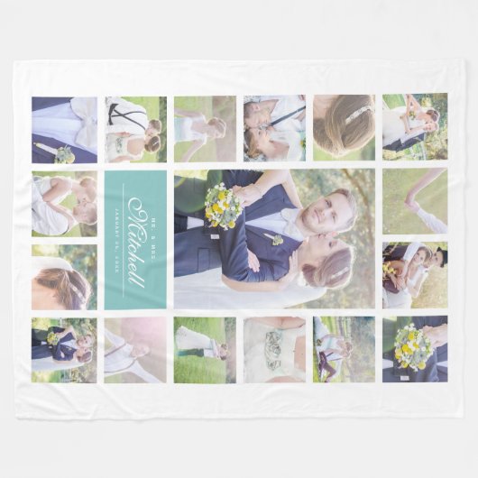 Aangepaste kleuren elegant script dhr. & Mrs. Phot Fleece Deken (Voorkant (Horizontaal))
