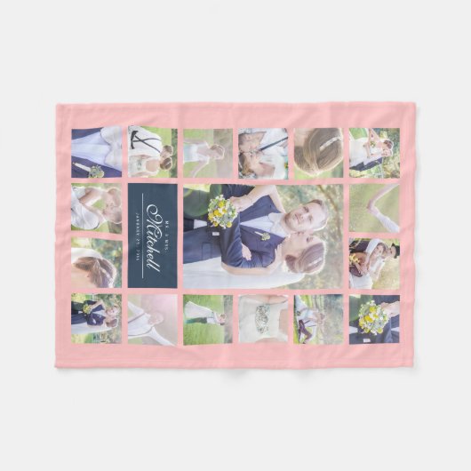 Aangepaste kleuren elegant script dhr. & Mrs. Phot Fleece Deken (Voorkant (Horizontaal))
