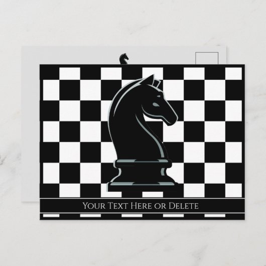 Aangepaste kleuren- en tekstschaakbord Zwarte Knig Briefkaart (Voorkant / Achterkant)