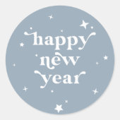 Aangepaste kleuren, gelukkig nieuwjaar + sterren ronde sticker (Voorkant)