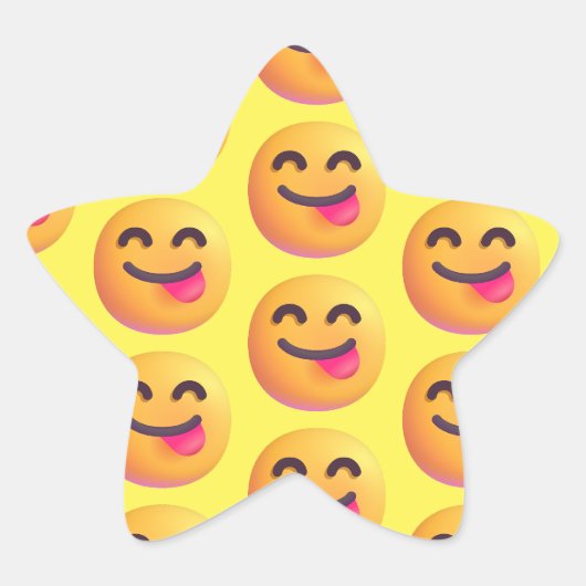 Aangepaste Kleuren Gezicht Genietend Van Eten Emoj Ster Sticker (Voorkant)