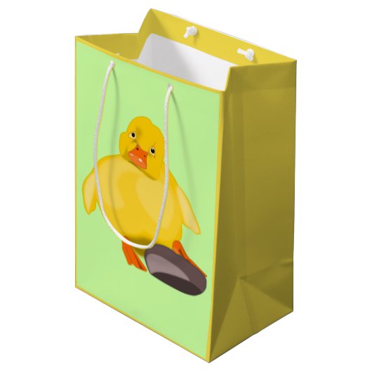 Aangepaste kleuren Gift Bag Geel Ducking Medium Cadeauzakje (Voorkant Gekanteld)