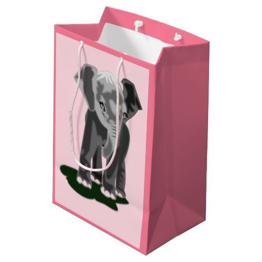 Aangepaste kleuren Gift Bag Little Elephant Medium Cadeauzakje (Achterkant Gekanteld)