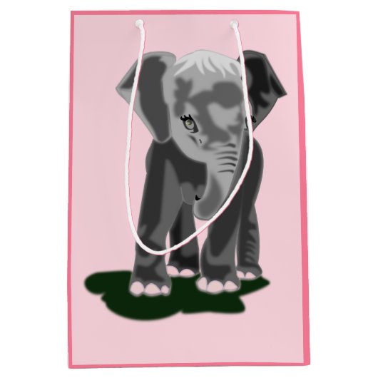 Aangepaste kleuren Gift Bag Little Elephant Medium Cadeauzakje (Voorkant)